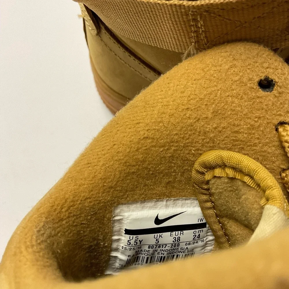 Nike Air Force 1 Tan High-Top Sneakers with Strap and Perforated Toe Box